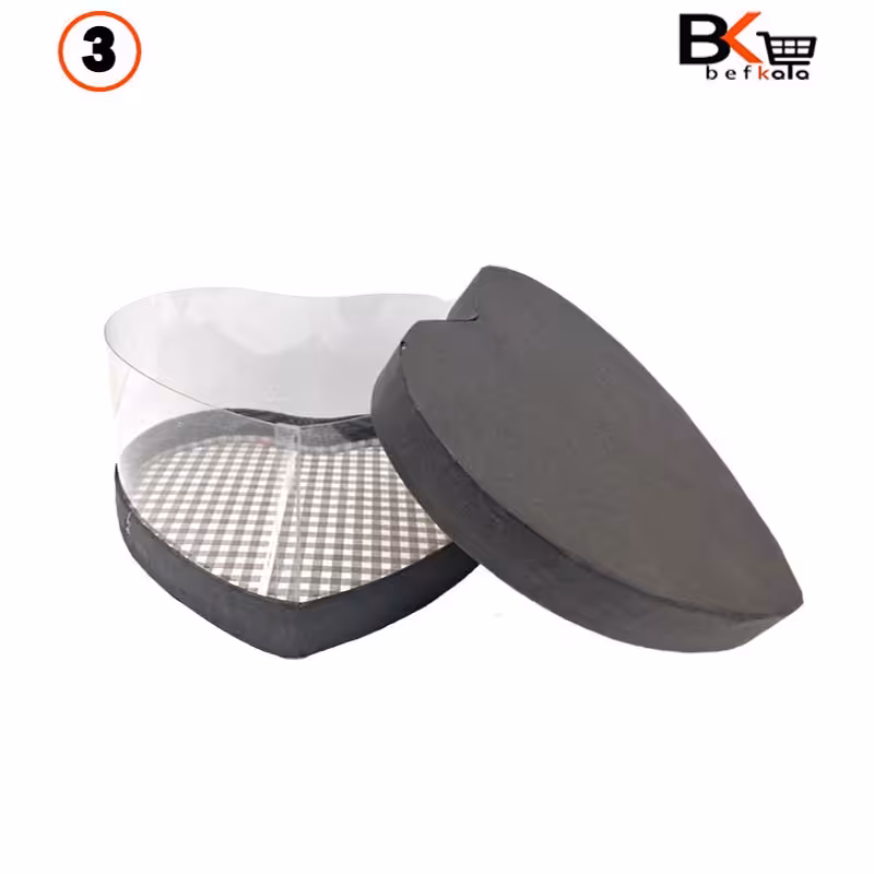 باکس کادویی قلبی  طلقی مشکی سایز سه