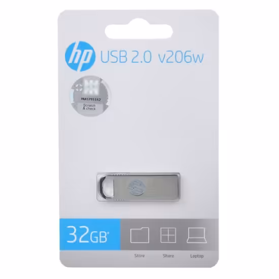 فلش مموری USB 2.0 اچ پی مدل V206W ظرفیت 32 گیگابایت