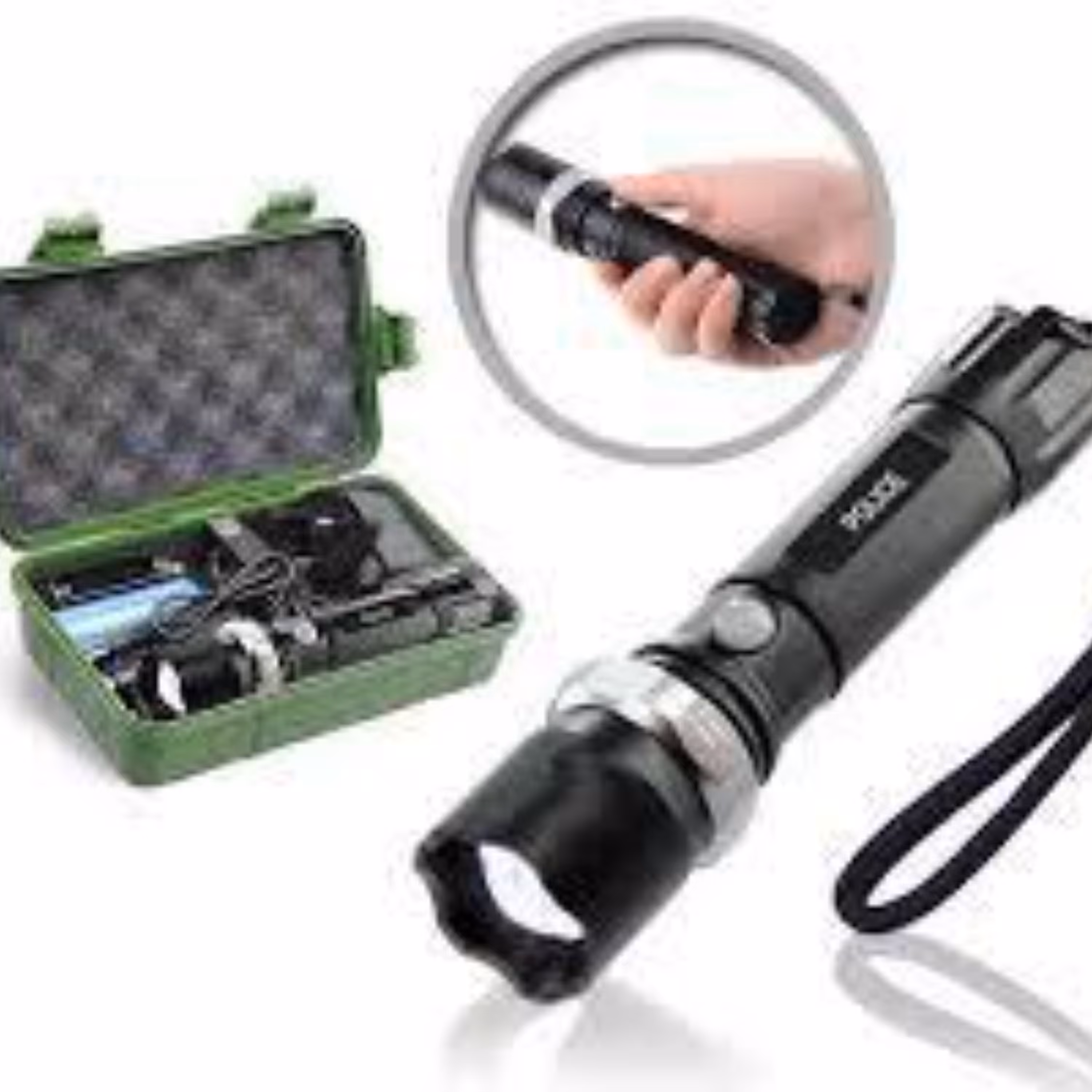 چراغ قوه شارژی پلیسی بدنه فلزی دارای 800 متر برد زوم دار