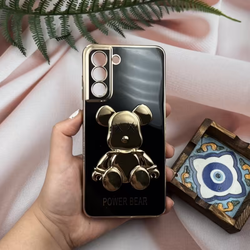 قاب گوشی Galaxy S21 FE سامسونگ خرس تدی طلایی محافظ لنز دار  پاپ سوکتی کد 77461