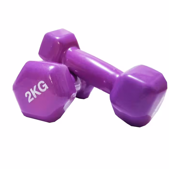 دمبل شش ضلعی 2 کیلوگرمی روکش دار رکورد بسته 2 عددی