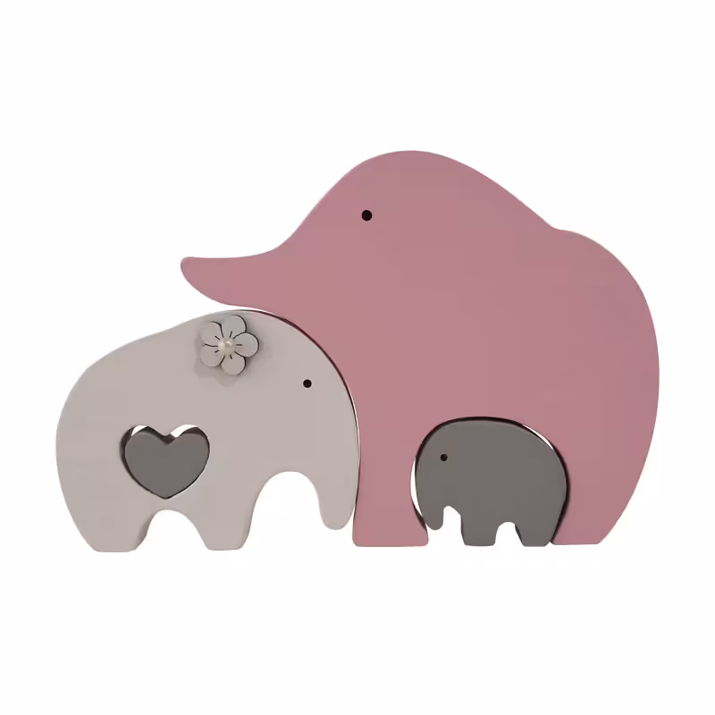 اسباب بازی چوبی طرح پازل فیل قلبی مدل MKT11-E-MD مجموعه 4 عددی