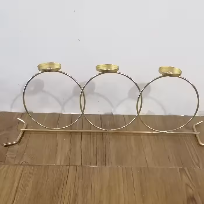 جا شمعی سه عددی طرح المپیک طلایی با آبکاری درجه یک