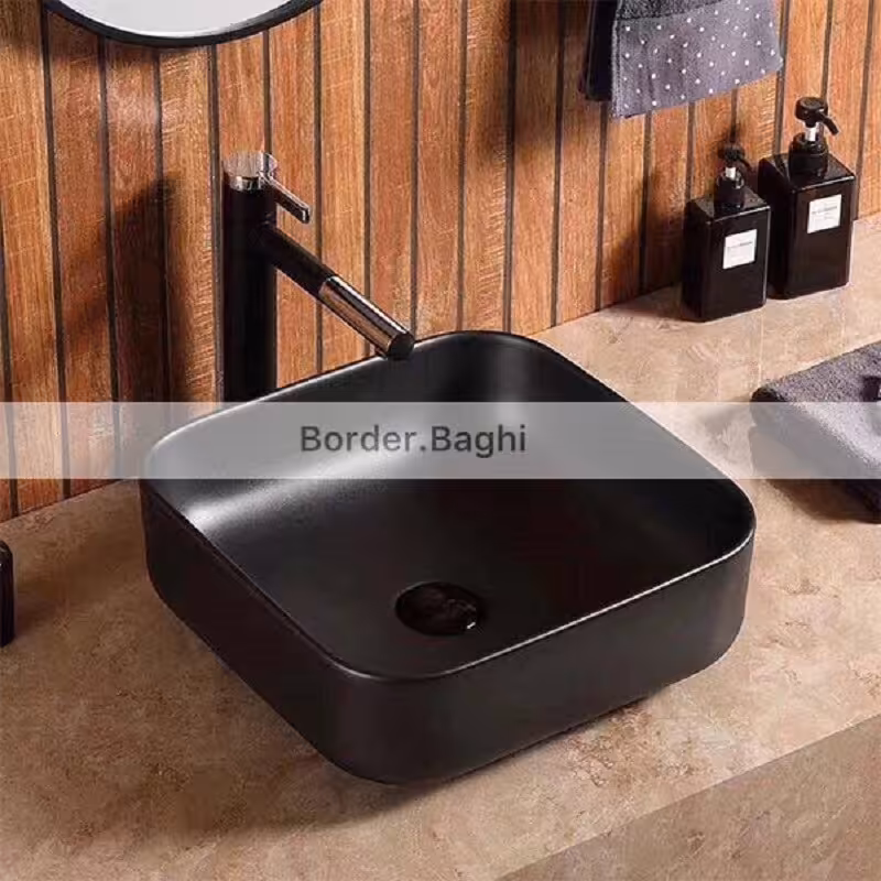 کاسه روشویی  مدل مشکی مات مربع