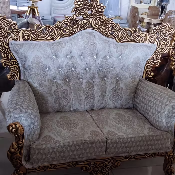 مبل سلطنتی چوب راش با پارچه خارجی 