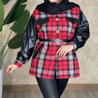 کت فوتر پشمی خرجکار چرم از سایز 38 تا 48
