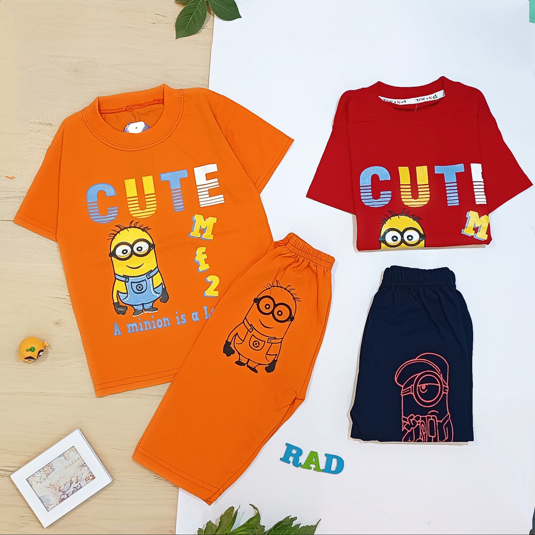 لباس بچه تیشرت و شلوارک طرح مینیون لباس کودک لباس پسرانه لباس دخترانه ست پسرانه