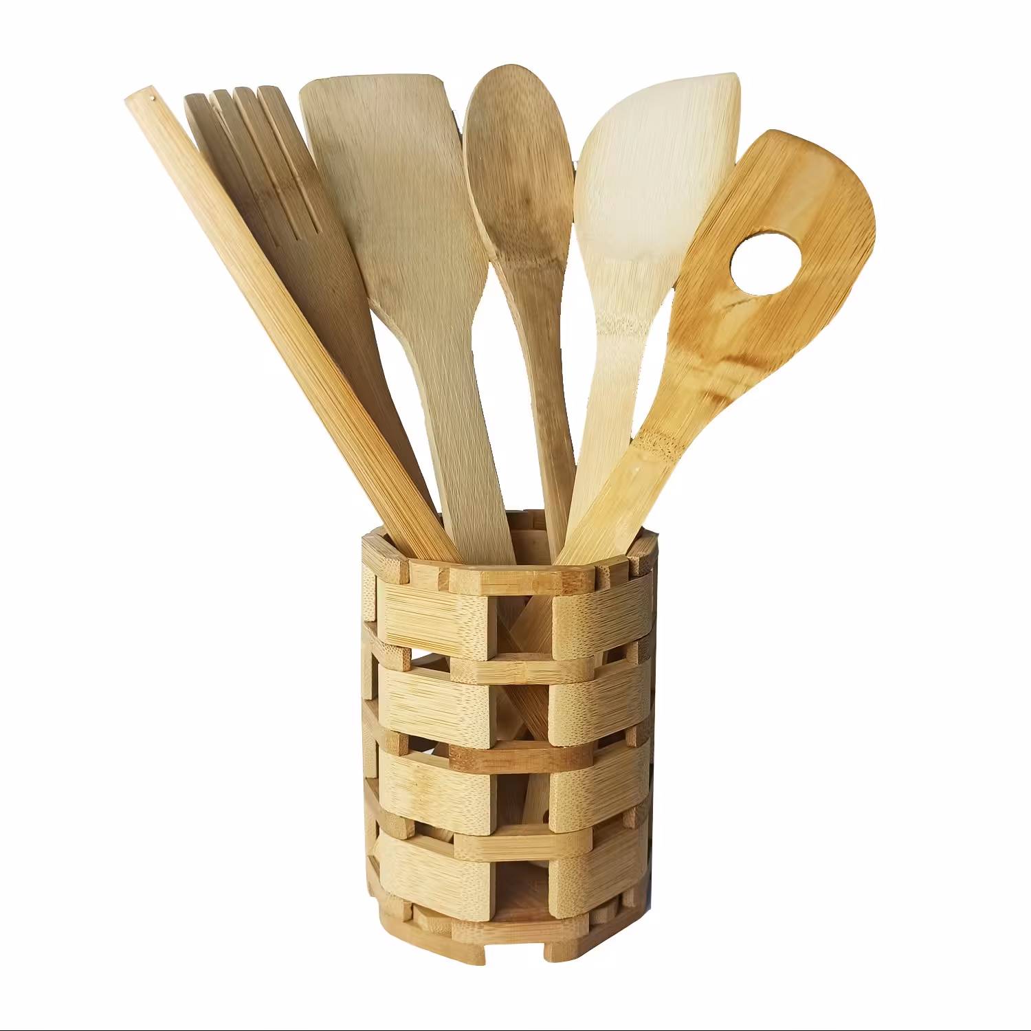 سرویس 7 پارچه کفگیر و ملاقه چوبی بامبو  کد Gw40101012