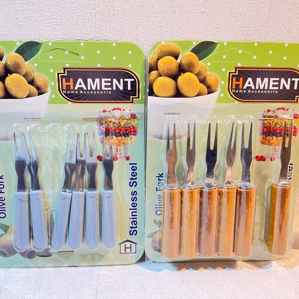 زیتون خوری دسته رنگی یک بسته