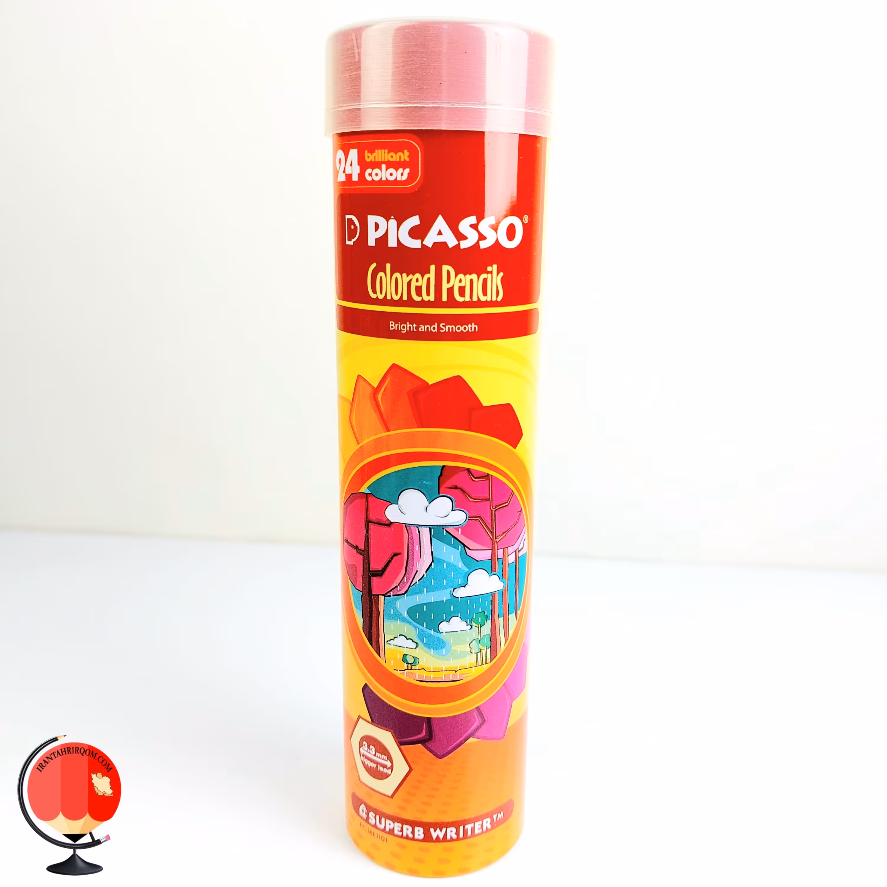 مداد رنگی 24 رنگ پیکاسو استوانه فلزی رنگ نارنجی کد 13411