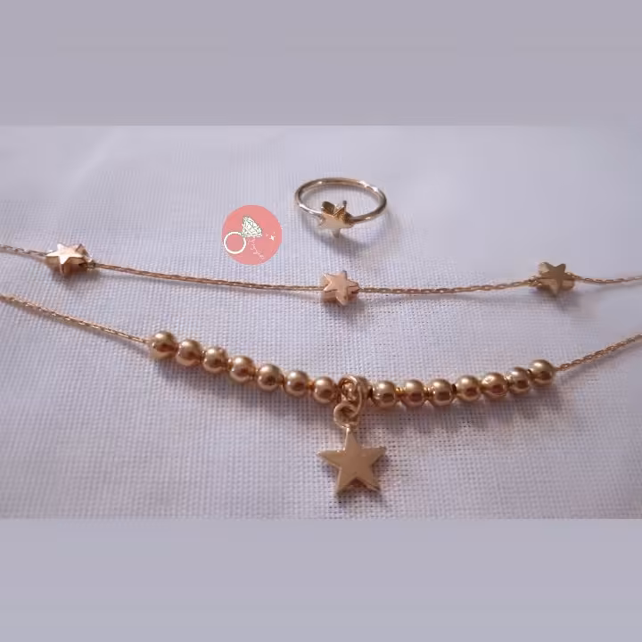 دستبند دو ردیفه و بند انگشتی ستاره 