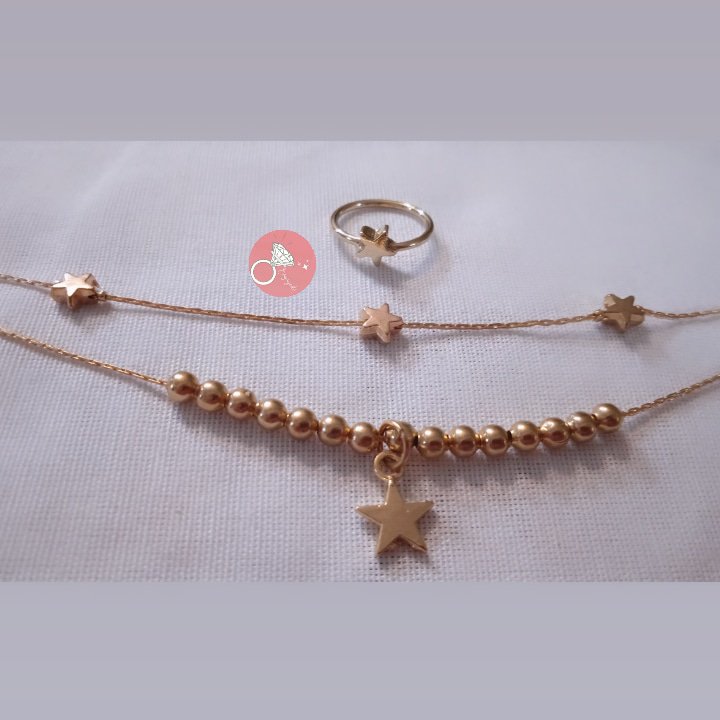 دستبند دو ردیفه و بند انگشتی ستاره 