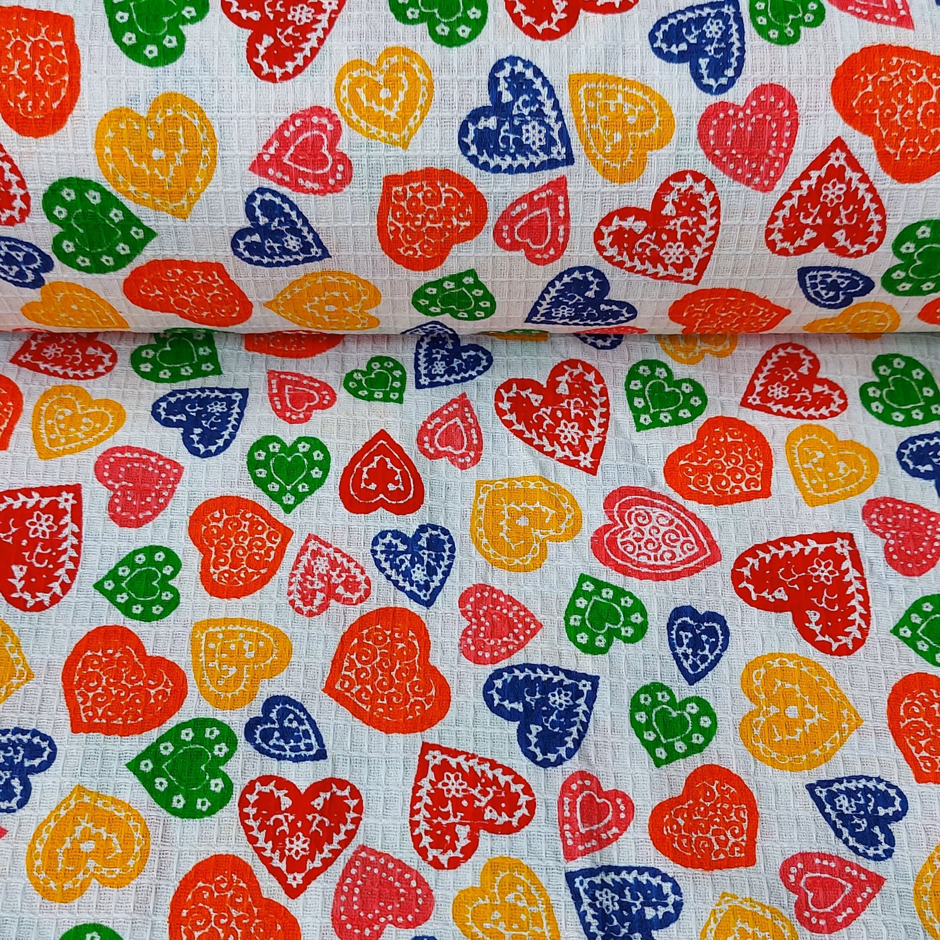 پارچه دستمال آشپزخانه اعلا ترنج طرح قلب پارچه سرای رزاق 