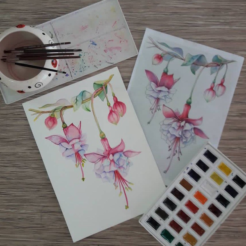 آبرنگ آویز گل