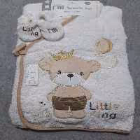 ‎ست حوله نوزادی مادرکر کیمونو طرح خرس تاج دار سفید