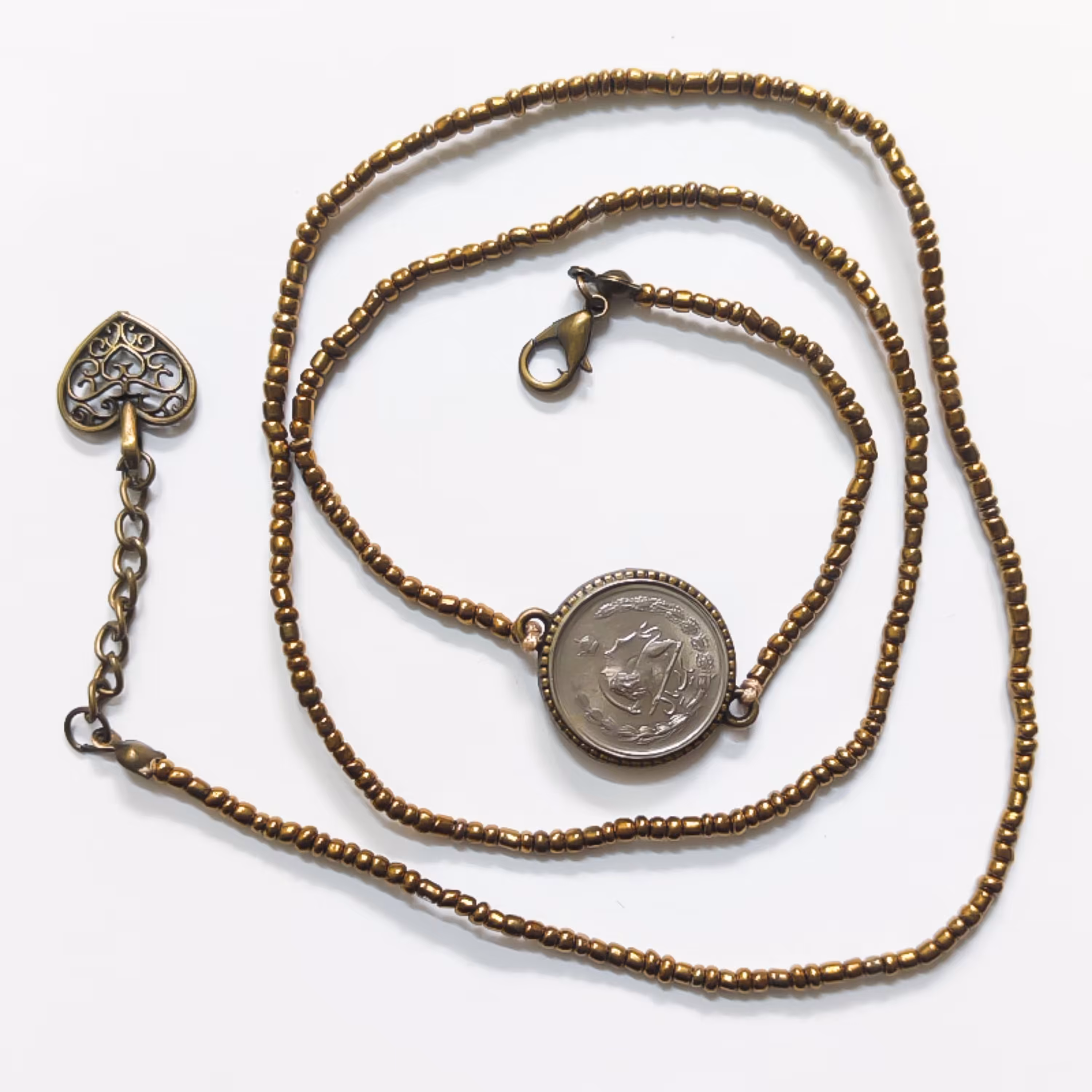 دستبند چند دور سکه و منجوق قلب من مناسب هدیه و استفاده روزمره