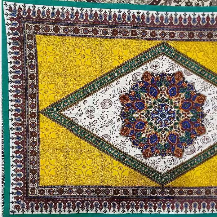 رومیزی وسفره قلمکارپرشین100در150صادراتی پنبه کتان اعلابدون ابرفت وتغییررنگ