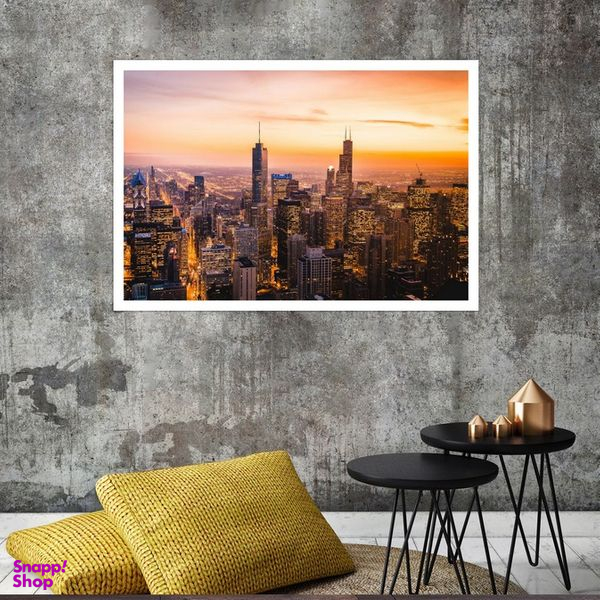 تابلو بکلیت طرح منظره شهر شیکاگو مدل قاب شاسی W-s8138