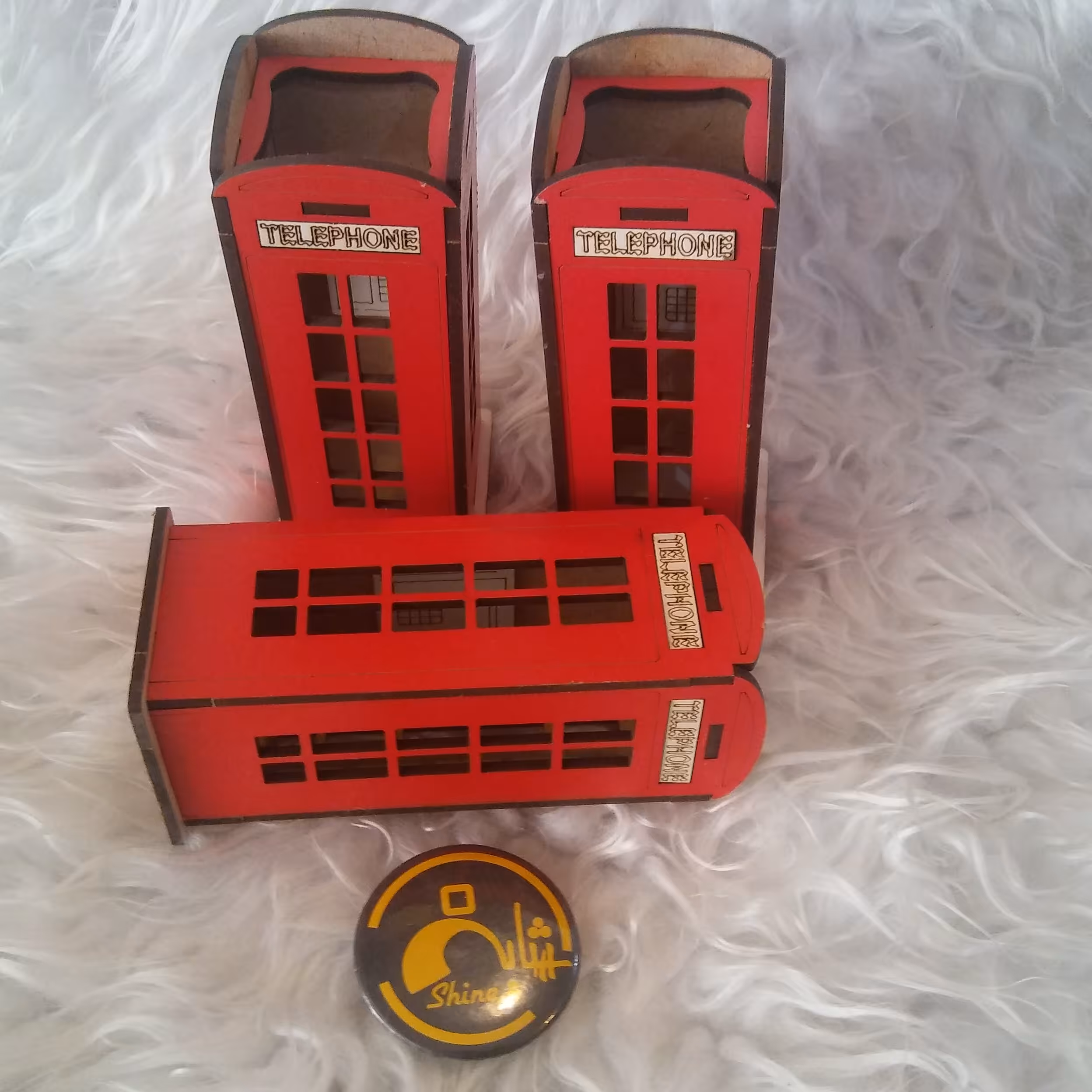 جاقلمی طرح باجه تلفن 12سانتی در قطر 4سانت تک رنگ قرمز 