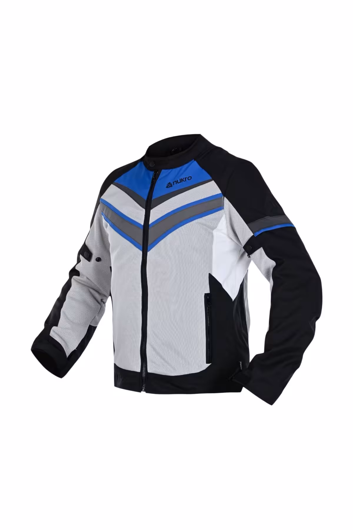 کاپشن موتورسوار سفید مردانه ژاکت موتور سیکلت تابستانی جاده آبی Nukrowear