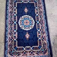 گلیم ماشینی کاشان طرح هالیدی سرمه ای پادری 80در50