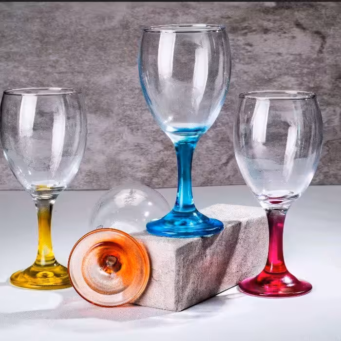 گیلاس پایه رنگی مارگاریتا بلور کاوه شفاف پک شش تایی (ارسال رایگان )