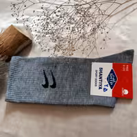 جوراب  زنانه  دخترانه پسرانه ساق بلند نایک طوسی