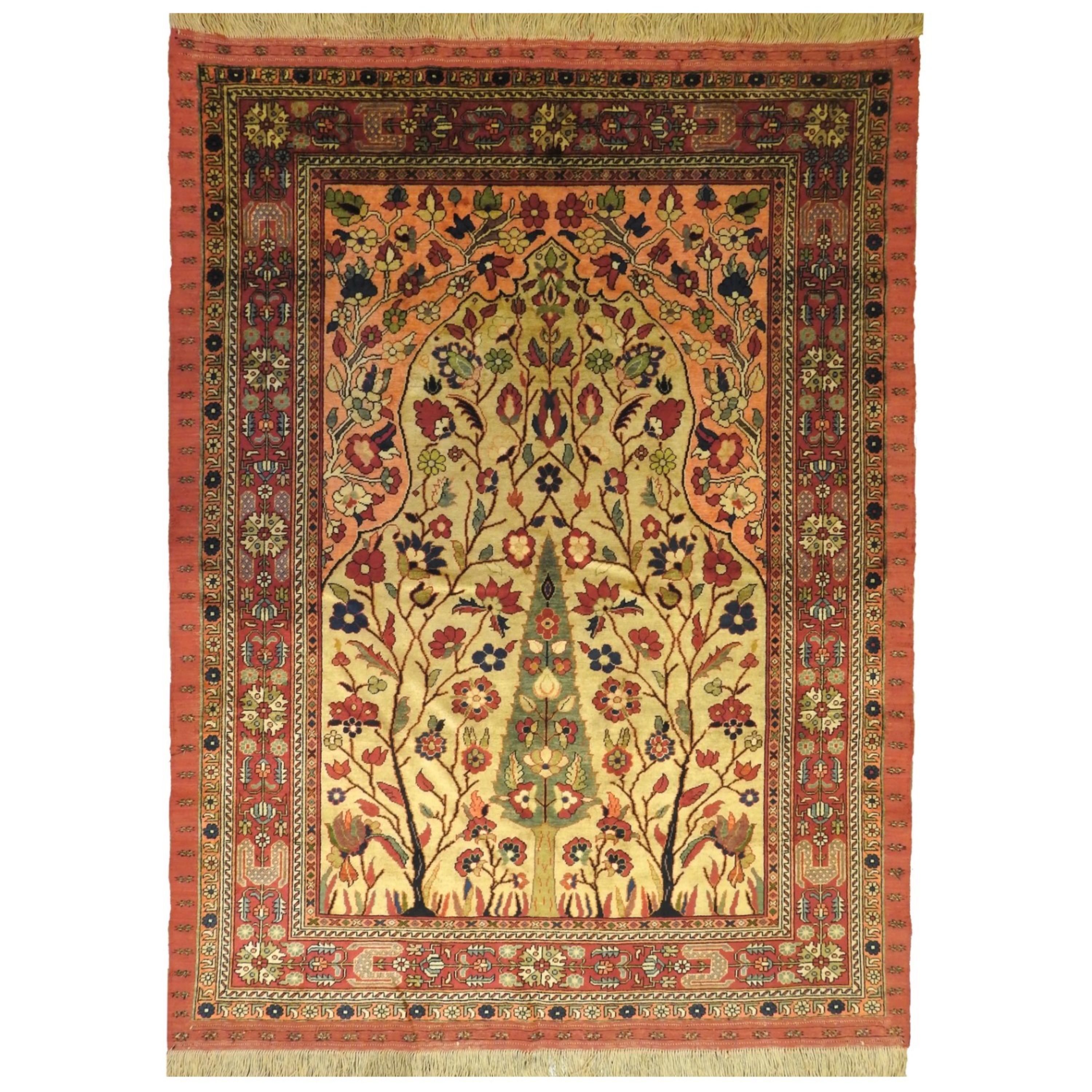 فرش دست بافت  دورو  تمام ابریشم116 - 156