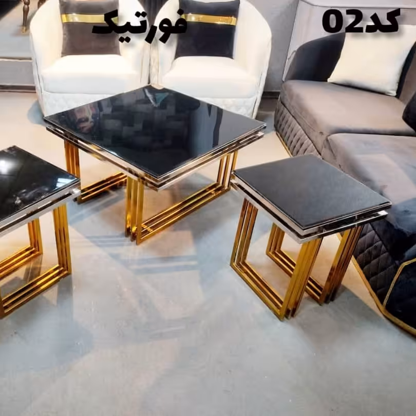 ست کامل میز جلو مبلی و  عسلی مدل ژاکلین ( کد 02 )