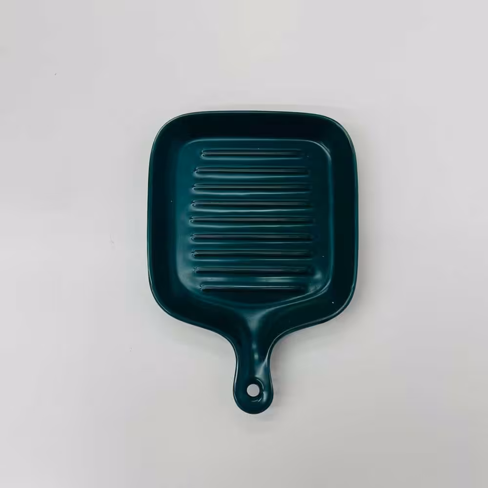 ظرف پذیرایی سرامیکی دسته دار سبز