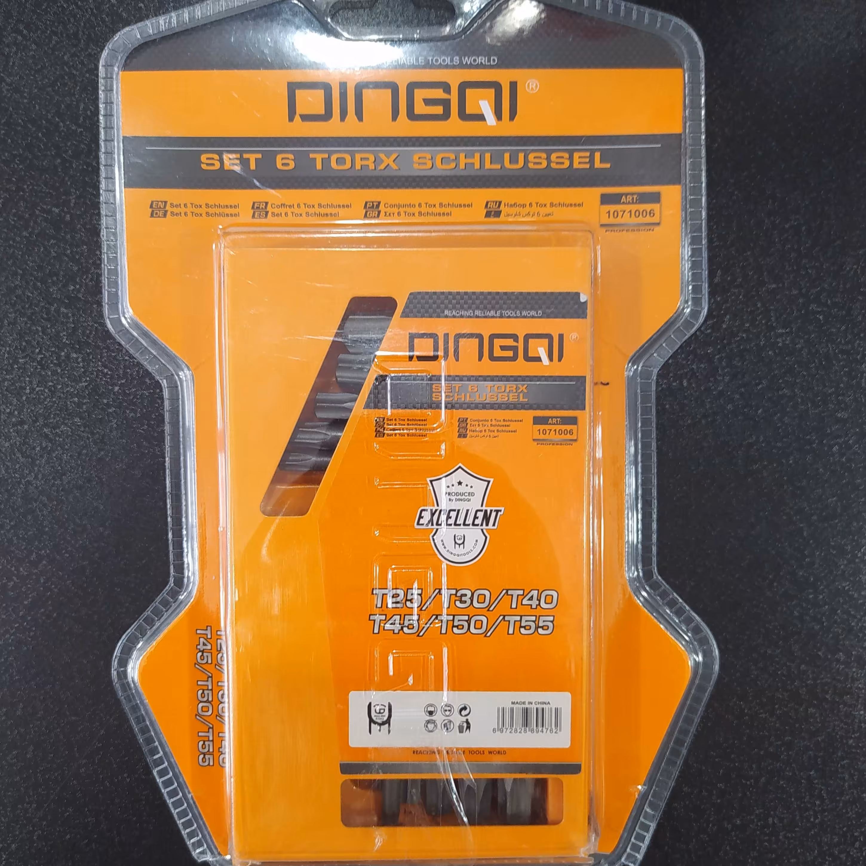 ست آلن T ستاره جعبه فلزی 6 عددی دینگی مدل 1071006 طول عمر بالا استفاده برای کاربری صنعتی جنس کروم وانادیوم