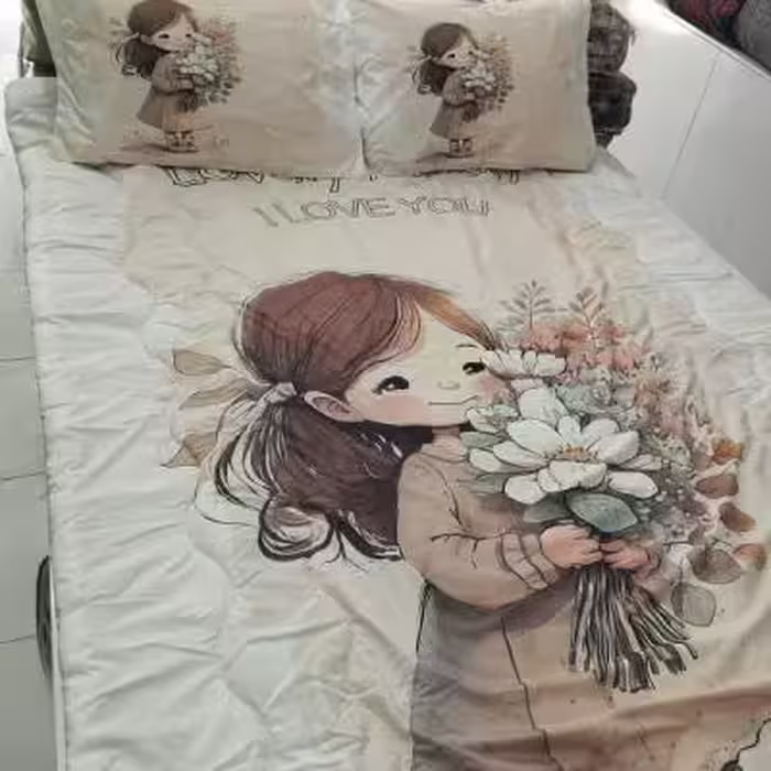 روتختی سه‌بعدی دخترانه طرح دسته گل باغچه عشق