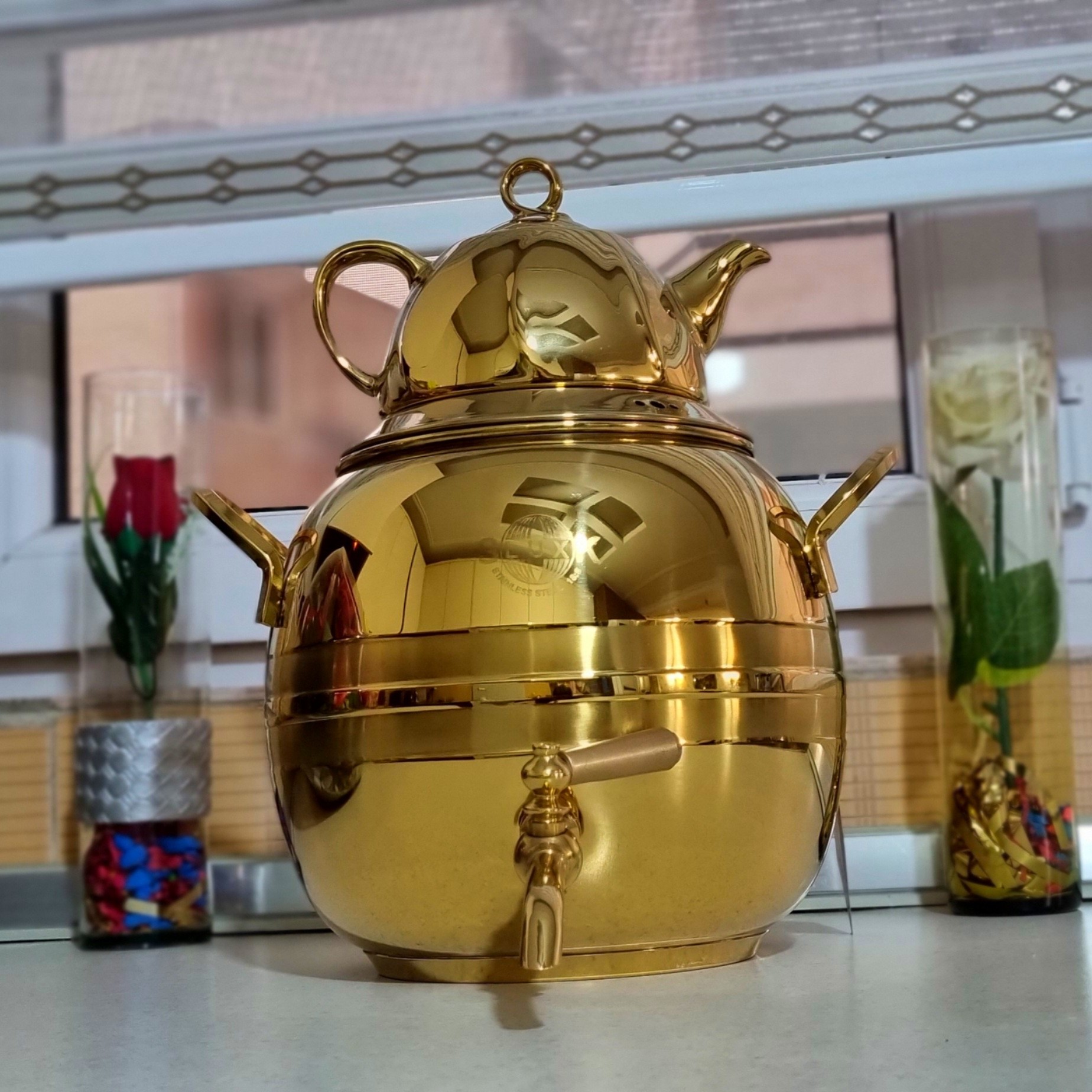 کتری و قوری استیل لوکس کد 4015