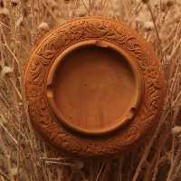 زیر سیگاری منبت شده از جنس چوب گلابی