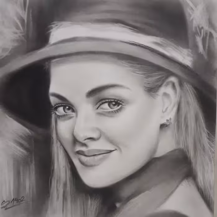 نقاشی سیاه قلم چهره(سبک رئال) 