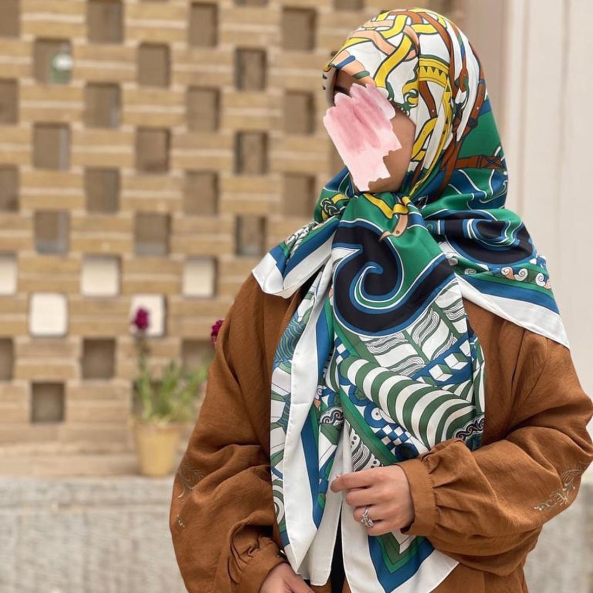 روسری ابریشم سبز جدید و خاص مجلسی