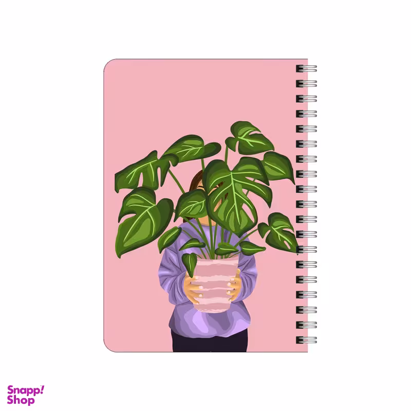 دفترچه یادداشت بامبیلیپ مدل چوبی طرح دختر و گلدان برگ انجیری کد 6141763