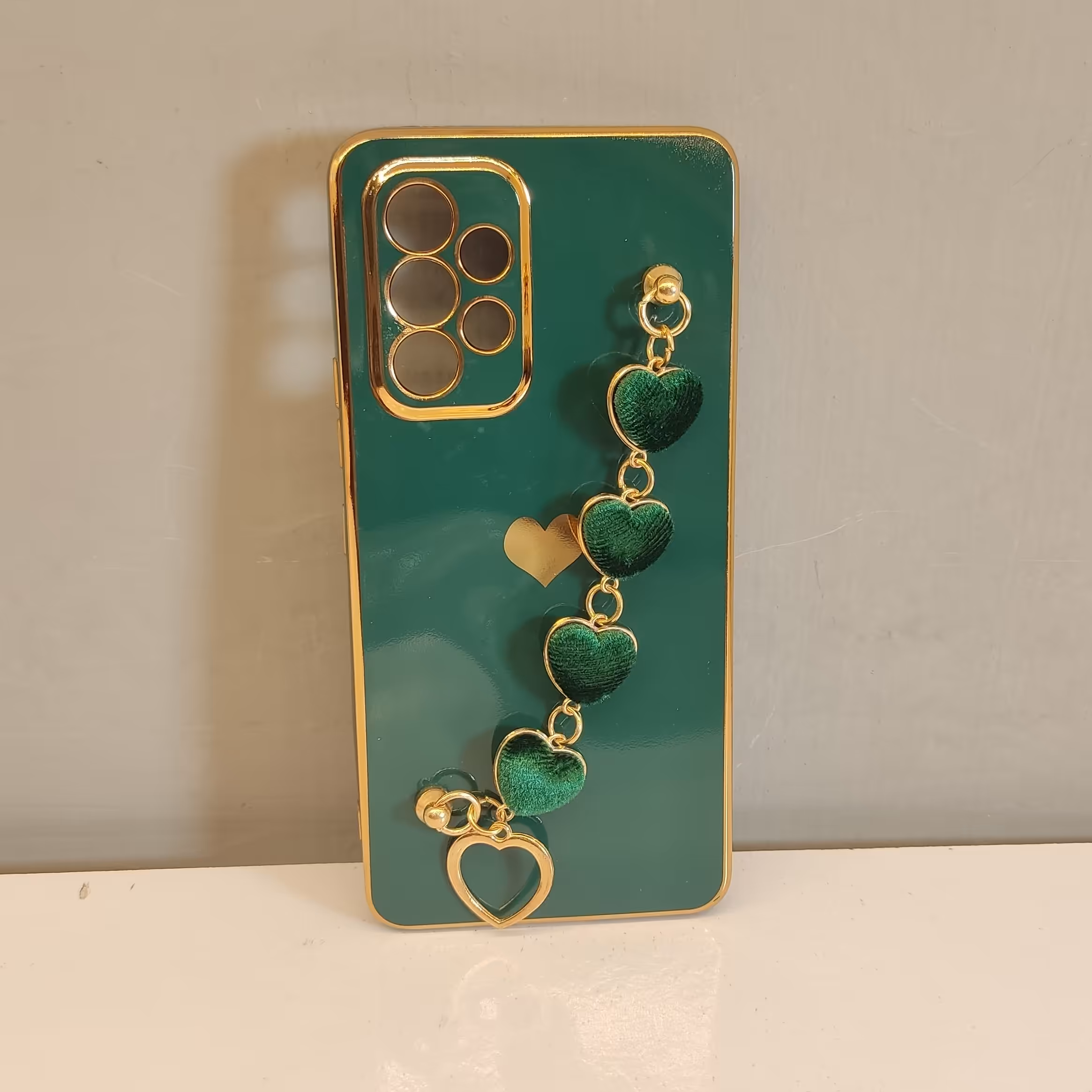 گارد دستبندی مخملی قلب گوشی موبایل A53سبز