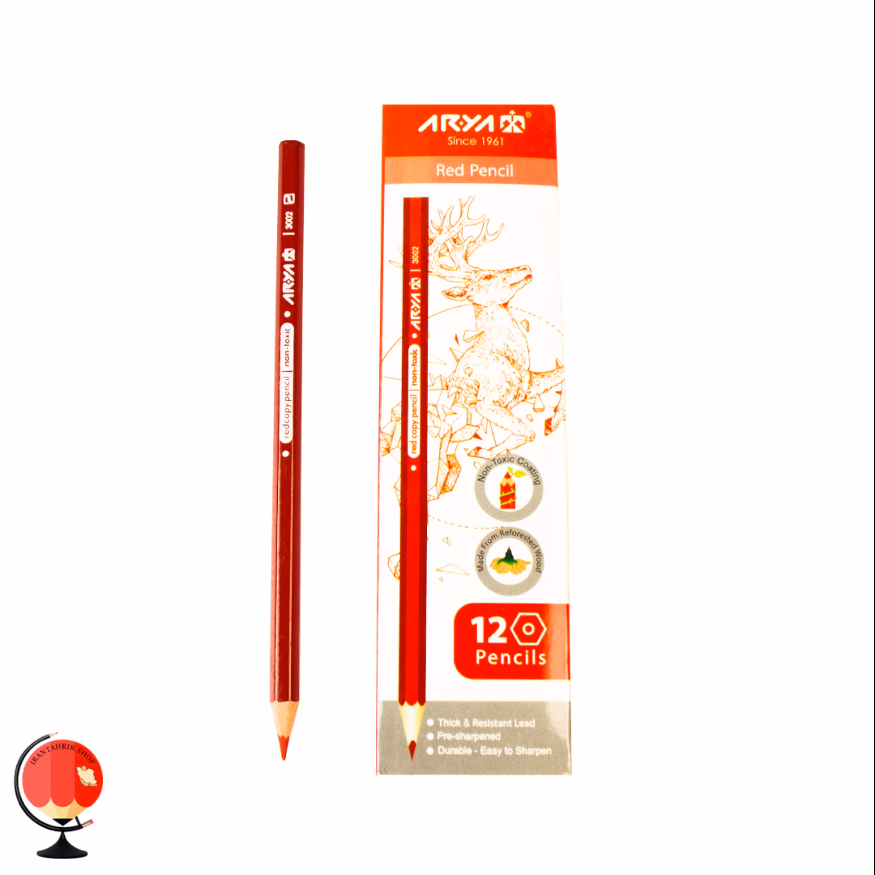 مداد قرمز آریا بسته 12 عددی
