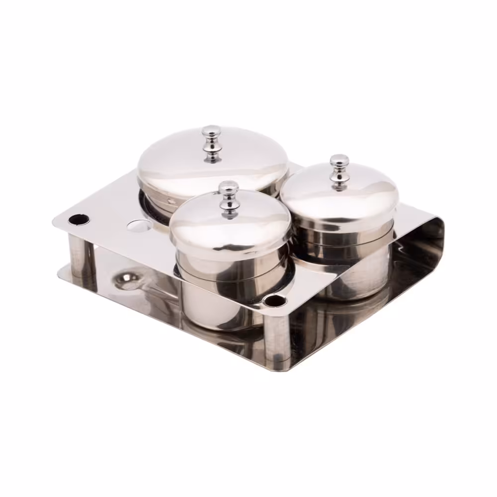 ظرف استیل 3 عددی پودر و لیکویید