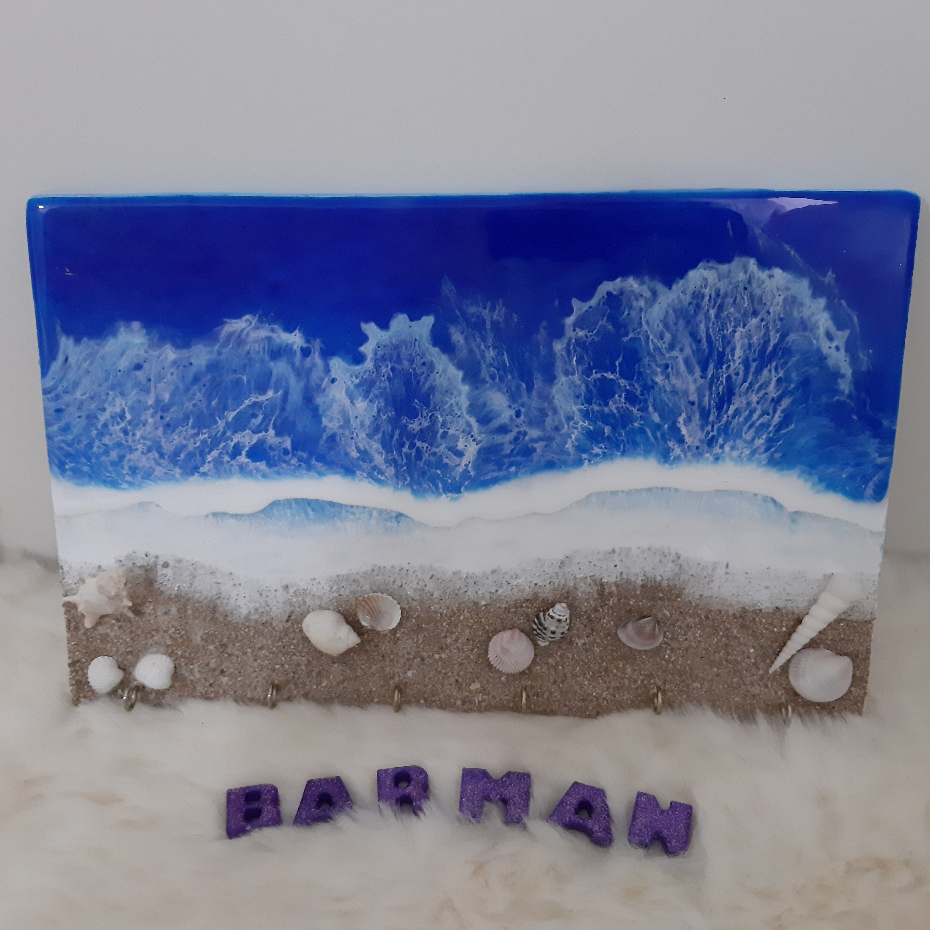 جاکلیدی چوب و رزین طرح دریا 