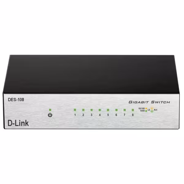 سوییچ شبکه 8 پورت مگابیتی دسکتاپ دی لینک مدل DES-108