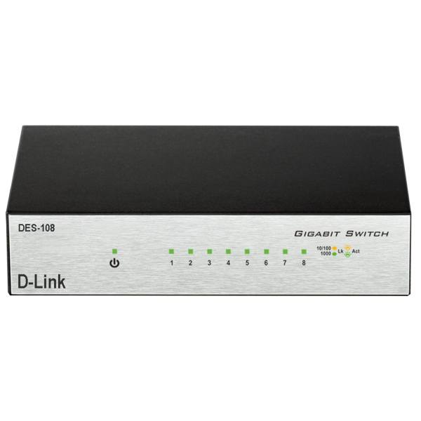 سوییچ شبکه 8 پورت مگابیتی دسکتاپ دی لینک مدل DES-108