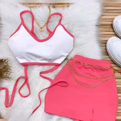 ست کراپ دامن فانتزی بندی