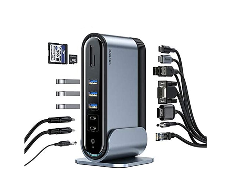 هاب 16 پورت تایپ سی بیسوس Baseus Working Station Three-Screen Multifunctional Type-C CAHUB-AG0G