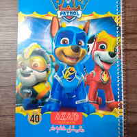 دفتر مشق سیمی حاشیه دار ازاد 40 برگ طرح سگ های نگهبان جلد مقوایی