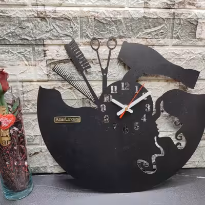 ساعت دیواری آذرلاکچری طرح آرایشگاه زنانه کد women01