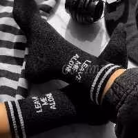 جوراب Leave Me Alone ساقدار زمینه مشکی اسپرت نخ پنبه