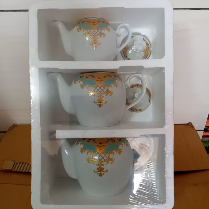 سرویس قوری سه عددی چینی بزرگ و متوسط و کوچک