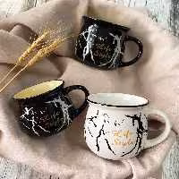 ماگ رجینال سفید مشکی  کوچک  ماربل